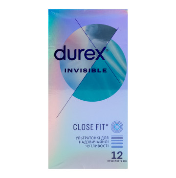 Презервативи латексні з силіконовою змазкою Invisible Durex 12шт