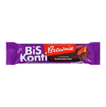 Батончик бісквітний з солоною карамеллю Brownie BisKonti Konti м/у 35г