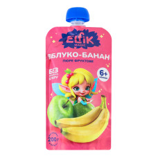 Пюре для дітей від 6міс фруктове Яблуко-банан Elfik Magic д/п 200г