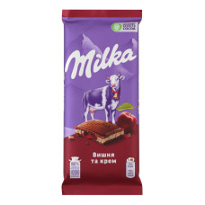 Шоколад молочний Вишня та Крем Milka м/у 90г