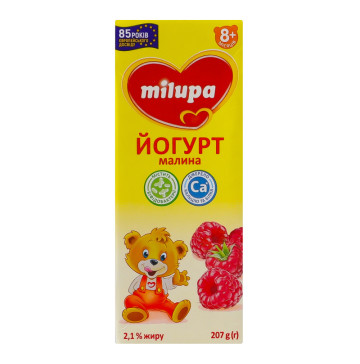 Йогурт 2.1% для дітей від 8міс Малина Milupa т/п 207г