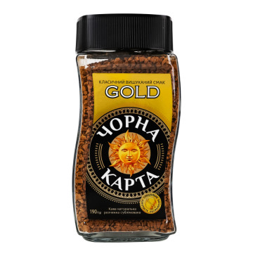 Кава натуральна розчинна сублімована Gold Чорна Карта с/б 190г