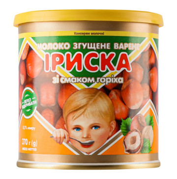 Молоко згущене 8.5% варене зі смаком горіху Іриска Первомайський МКК з/б 370г