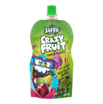 Смузі-пюре зі злаками Грушево-яблучний заряд Crazy Fruit Jaffa д/п 100г