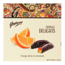 Мармелад жувальний зі смаком апельсину в шоколаді Delights Goplana к/у 190г