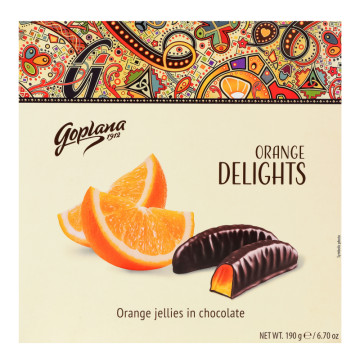 Мармелад жувальний зі смаком апельсину в шоколаді Delights Goplana к/у 190г