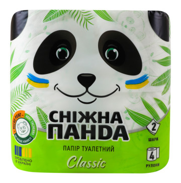 Папір туалетний 2-х шаровий Classic Сніжна панда 4шт