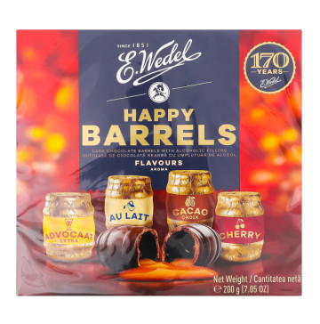 Цукерки з чорного шоколаду з алкогольним наповнювачем Happy barrels E.Wedel к/у 200г