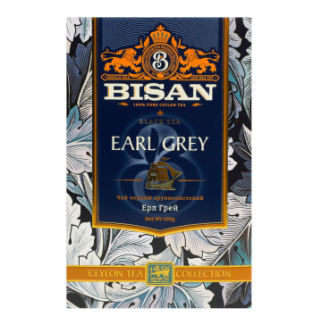 Чай чорний крупнолистовий Earl Grey Bisan к/у 100г