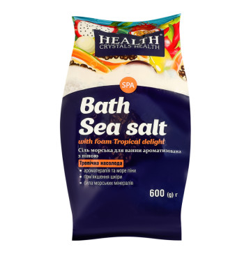 Сіль для ванн морська натуральна ароматизована з піною Тропічна насолода Crystals Health 600г