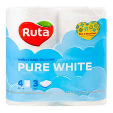 Папір туалетний 3-х шаровий Pure White Ruta 4шт