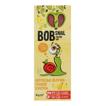 Цукерки фруктові натуральні Яблуко-груша Bob Snail к/у 30г