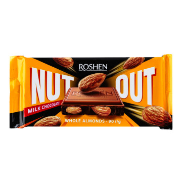 Шоколад молочний Whole Almonds Nut Out Roshen м/у 90г