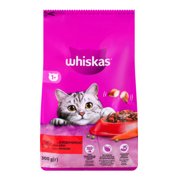 Корм сухий повнораціонний для дорослих котів З яловичиною Whiskas м/у 300г