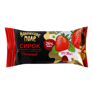 Сирок глазурований 26% солодкий з фруктовим наповнювачем Полуниця Волошкове поле м/у 36г