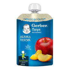 Пюре фруктове для дітей від 6міс пастеризоване Яблуко-персик Gerber д/п 150г
