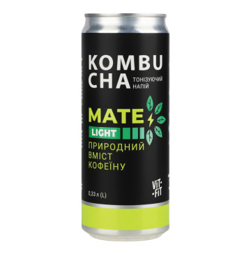 Напій бродіння фільтрований непастеризований Kombucha Mate Light Vit-Fit з/б 0.33л