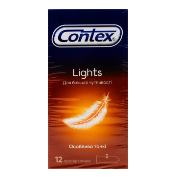 Презервативи латексні з силіконовою змазкою Lights Contex 12шт