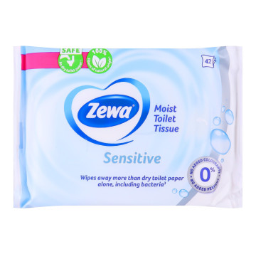 Папір туалетний вологий Sensitive Zewa 42шт