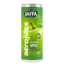 Сік відновлений газований освітлений пастеризований яблучний Aerojuice Jaffa з/б 250мл