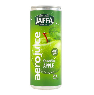 Сік відновлений газований освітлений пастеризований яблучний Aerojuice Jaffa з/б 250мл