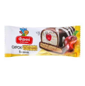 Сирок глазурований 15% на печиві Вишня Фанні м/у 50г