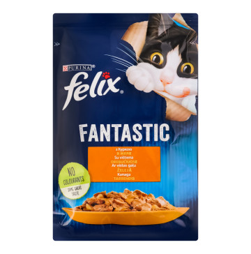 Корм консервований для котів з куркою в желе Fantastic Felix purina м/у 85г