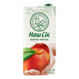 Сік із м'якоттю Яблуко-персик Наш сік т/п 1.93л