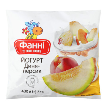 Йогурт 1% питний Диня-персик Фанні м/у 400г