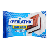 Морозиво 15% пломбір Сендвіч на печиві з какао Хрещатик м/у 75г