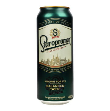 Пиво 480мл 4.2% світле пастеризоване Staropramen з/б