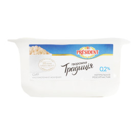 Сир кисломолочний 0.2% Творожна традиція President лоток 300г