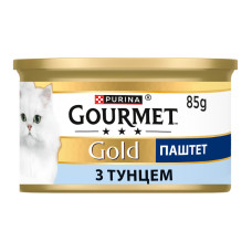 Корм консервований повнораціонний для дорослих котів з тунцем Паштет Gold Gourmet з/б 85г