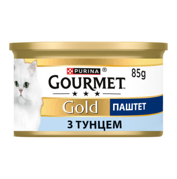 Корм консервований повнораціонний для дорослих котів з тунцем Паштет Gold Gourmet з/б 85г