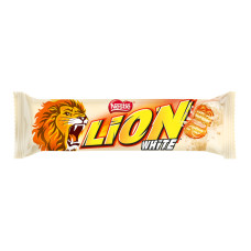 Вафлі з м'якою карамеллю вкриті пластівцями та білою глазур'ю White Lion м/у 42г