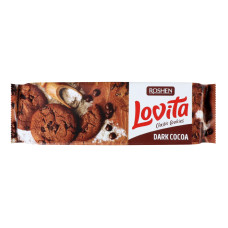 Печиво здобне з какао та кусочками глазурі Lovita Classic Cookies Roshen м/у 150г