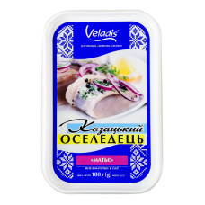 Оселедець філе-шматочки в олії Матьє Козацький Veladis б/ш п/у 180г