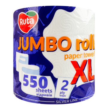 Рушник паперовий 2-х шаровий 550 відривів XL Jumbo Silver line Ruta 1шт