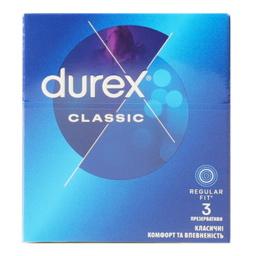 Презервативи латексні з силіконовою змазкою Classic Durex 3шт