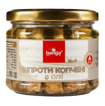 Шпроти Banga копч в\о с\б 250г