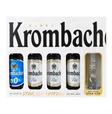 Набір Пиво Pils + 0.0% 4х0.33л + 1 келих 0.3л Krombacher к/у
