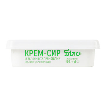 Крем-сир 55% із зеленню та прянощами Біло п/у 160г
