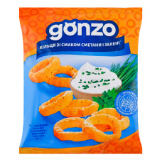 Кільця кукурудзяні зі смаком сметани і зелені Gonzo м/у 40г Кільця кукурудзяні зі смаком сметани і зелені Gonzo м/у 40г