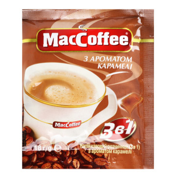 Напій кавовий розчинний з ароматом карамелі MacCoffee 3в1 м/у 18г