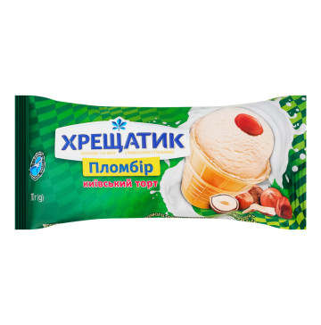 Морозиво 12% пломбір зі смаком лісового горіха у вафельному стаканчику Київський торт Хрещатик м/у 70г