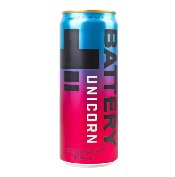 Напій енергетичний безалкогольний сильногазований Unicorn Battery з/б 330мл