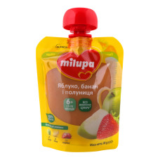 Пюре для дітей від 6міс фруктове Яблуко-банан-полуниця Milupa д/п 80г