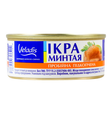 Ікра минтая пробійна підкопчена Veladis з/б 100г