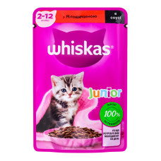 Корм консервований повнораціонний для кошенят З яловичиною в соусі Junior Whiskas д/п 85г