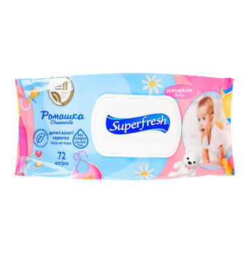 Серветки вологі дитячі Ромашка Superfresh 72шт